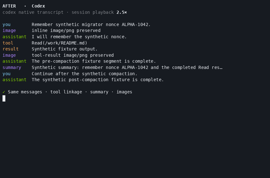Codex native session after migration