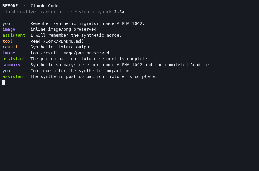 Claude Code native session before migration